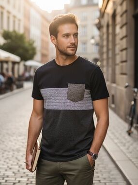 Goodfellow & Co Black and Gray Block Tee